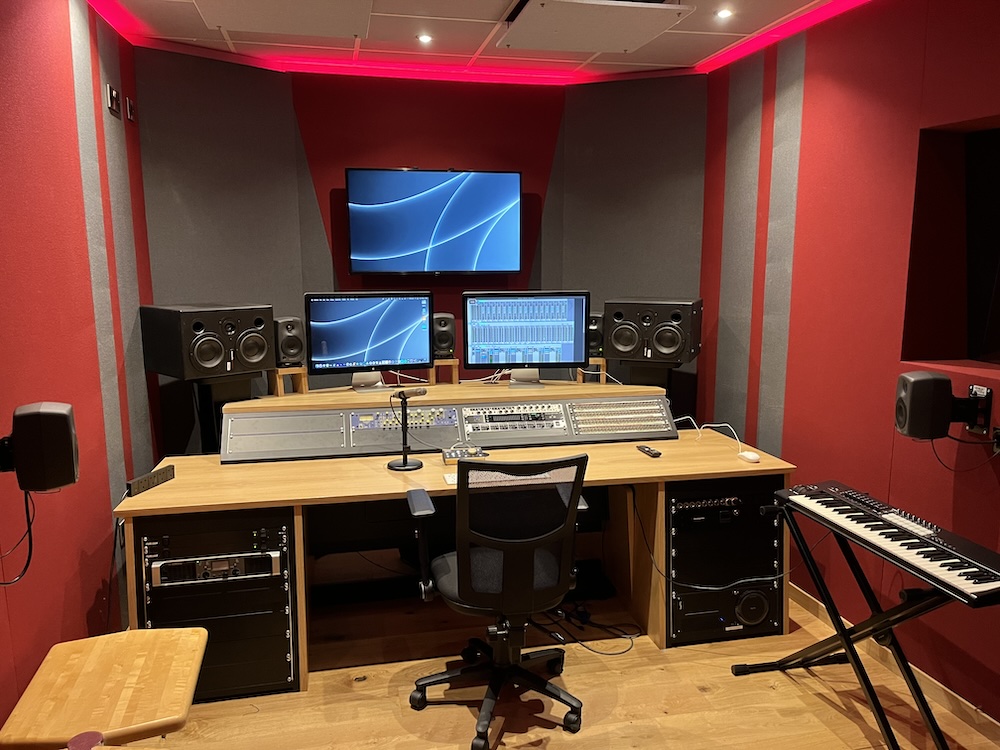 audio production studio desk